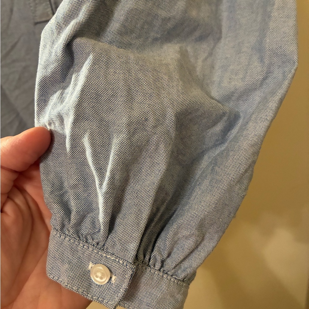 Ramblers Way 100% Cotton Chambray Blue Popover Peasant Blouse Sustainable M - Picture 5 of 8